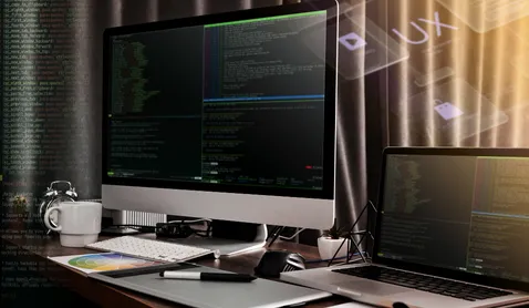 monitor with web design